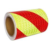 ONTWIE Cinta Reflectante Impermeable Roja/Amarilla de 15 cm x 10 m, Cinta Adhesiva de Seguridad Reflectante para Peligros de Alta Resistencia
