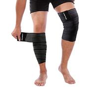 ONTYZZ Rodillera Vendaje de Rodilla 1 Par Alta Elasticidad Compresión del Muslo Wrap para Deporte Gimnasio Corriente Sentarse en Cuclillas Entrenamiento Envolvente para Pantorrillas Negro/180cm