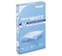 Onuge Bright White Teeth Whitening Strips Sensitive - Tiras blanqueadoras para un suave blanqueamiento dental - Sin peróxido (para dientes sensibles / 28 tiras / 14 días)