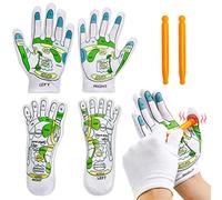 Onukaly Juego de 4 calcetines y guantes de reflexología de acupresión, herramientas de reflexología de spa de manos, masaje de pies y masaje de pies con varilla de masaje para mujeres y hombres,