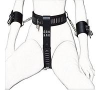 OnundOn - Correa de piel para dildo anal, lengüeta interior, arnés, cinturón de castidad con esposas