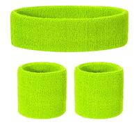 ONUPGO - Juego de 1 Diadema Deportiva de algodón para niños (1 Diadema + 2 puños) (Grass Green)