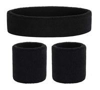 ONUPGO Muñequeras de Diadema Set (3 Piezas) Diadema Deportiva Muñequeras con Banda de Toalla Muñequera de Tela de Toalla Ejercicio atlético Muñequera de Baloncesto