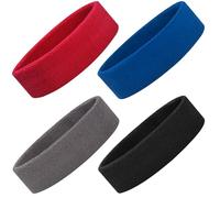 ONUPGO Paquete de 4 diademas deportivas para hombres y mujeres, diadema de algodón de rizo para tenis, baloncesto, fútbol, gimnasio, entrenamiento, elasticidad que absorbe la humedad