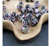 ONURTH 30 Uds. De Cuentas de Cristal de Murano Que Brillan en la Oscuridad de 12MM, Cuentas Redondas Luminosas de Rosas Que fluyen, Abalorios de Flores Sueltas para la fabricación de Joyas DIY
