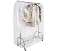 ONVAYA® Perchero con Cubierta | Alta Carga | Estable | con Ruedas y Compartimento de almacenaje | Cubierta | Carga Pesada | hasta 100 kg | Metal/plástico | Gris Plateado | 120 x 50 x 180 cm