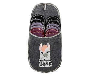 ONVAYA Zapatillas de huéspedes antideslizantes | conjunto de 6 | Zapatilla de fieltro | No Drama Llama Lama zapato grande