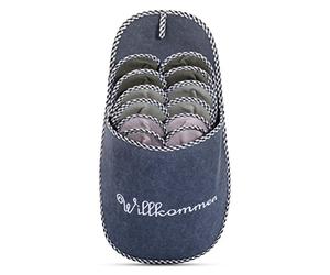 ONVAYA Zapatillas de huéspedes antideslizantes | conjunto de 6 | Zapatilla de fieltro | Willkommen bienvenido gris