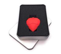 Onwomania Corazon en Goma roja Memoria USB Stick en Caja de Regalo de ALU 32 GB USB 3.0