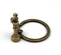 Onwomania Figura de rey de ajedrez llavero de metal amuleto de la suerte en caja de regalo de aluminio, ideal para regalar, marrón, Talla única