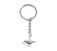 Onwomania Lámpara mágica de cuento de hadas, llavero de metal con amuleto de la suerte, en caja de regalo de aluminio, ideal para regalar, plata, Talla única
