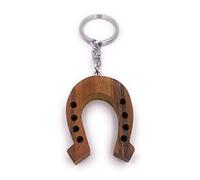 Onwomania Llavero de madera de herradura Lucky Charm de año nuevo de hierro colgante Charm