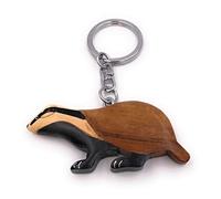 Onwomania Llavero de madera tejón depredador marta animal bosque colgante encanto