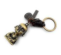 Onwomania Llavero de piel de Buda de la suerte en caja de regalo de aluminio, ideal para regalar, marrón, Talla única