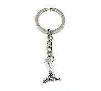 Onwomania Llavero Hockey Raqueta Impacto Bola Deporte Plata Metal Colgante Encanto