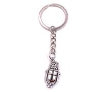 Onwomania Llavero Micrófono Mic Plateado Estudio Tono Metal Colgante Encanto