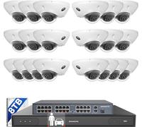 ONWOTE Sistema de cámara de seguridad NVR de 32 canales de 12 MP, reconocimiento facial, 20 cámaras IP PoE a prueba de vandalismo de 5 MP, 30 FPS, noche de color AI, 32 canales, 6 K, 4 K, NVR