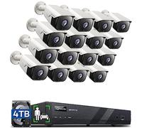 ONWOTE Sistema de cámara de seguridad PoE 4K NVR de 16 canales, detección de vehículos humanos AI, 16 cámaras IP PoE de 6 MP 3072 x 2048, 16 canales 8MP NVR empresarial 4TB HDD, reproducción síncrona
