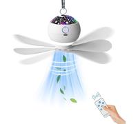 ONXE Ventilador portátil de camping con luces y proyección estrellada, ventilador de tienda colgante recargable con temporizador remoto, ventilador de techo alimentado por batería de 3600 mAh para