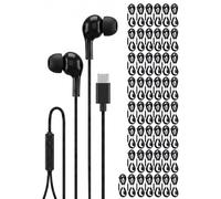 Onyx - Paquete de 50 auriculares USB C a granel con micrófono, auriculares Onyx tipo C con cable con cancelación de ruido para iPhone 17/16/15 Pro Max Plus, iPad Pro, Galaxy S26/S25/S24, Pixel 10/9