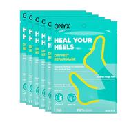 Onyx Professional Heal Your Heels - Máscara de reparación de pies secos, 6 pares, fabricada con vitamina E y té verde, hidrata y calma los pies secos y ásperos, hidrata y cura, talla única