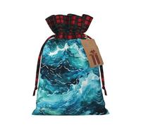 Onyx Stone Pale Blue 1 bolsa de Navidad con cordón de 8.3 x 11.8 pulgadas, bolsa robusta para regalos y artículos esenciales de uso diario