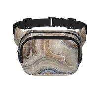 Onyx Stone - Riñonera unisex cuadrada de doble capa con estampado azul pálido, accesorio de viaje y entrenamiento, color negro, talla única, NEGRO, One Size