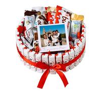 Onza Cesta Día del Padre de Chocolates y Bombones Kinder - Regalo original dia del Padre Hombre - Personalizado con foto - Tarta Kinder Bueno Pack, Happy Hippo, Chocobons, Cards