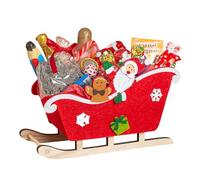 Onza. Cesta regalo de Chocolates navideños. Lote de Navidad con chocolatinas. Trineo Navideño Rojo relleno de un gran surtido de Chocolates de Papá Noel, Carbón. Bombones para regalar.