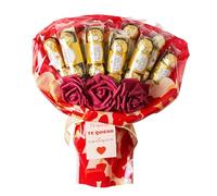 Onza Ramo de Chocolates para regalar. Bombones premium de Ferrero Rocher (30uds). Incluye Rosas decorativas para Regalo de San Valentín Original, Regalos Pareja.