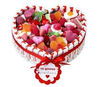 Onza Regalo dia de la madre original - Cesta de Chocolates Kinder y Chucherías para Regalar - Corazón Chocolatinas Kinder - Gran Surtido Chuches y Gominolas