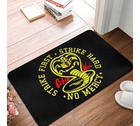 OOAHJEID Felpudo Alfombras de baño Cobra Kai Antideslizantes para Exteriores, Estilo película de los 80, "First Strike, para Cocina y baño