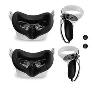 OOAVR Fundas de silicona VR para accesorios Meta/Oculus Quest 2, cubierta para controlador de realidad virtual y 2 almohadillas faciales VR (negro)