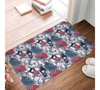 OOAXBEED Alfombra Antideslizante para Puerta de Cocina, baño, Alfombra de Entrada de Garaje, diseño de muñecas Kokeshi japonesas Maneki Neko Sakura-16x24 Inch