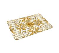 OOAXBEED Felpudo Antideslizante con Adorno de león Dorado y Damasco para Cocina, Entrada, hogar, Sala de Estar