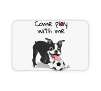 OOAXBEED Felpudo Antideslizante con diseño de Boston Terrier Ven a Jugar Conmigo, para Entrada, Cocina, baño, Alfombra con Estampado de Perro de Dibujos Animados