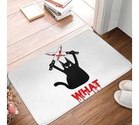 OOAXBEED Felpudo Antideslizante con diseño de Gato Negro sosteniendo un Cuchillo Asesino, para la Entrada de la Cocina, el balcón y el hogar.