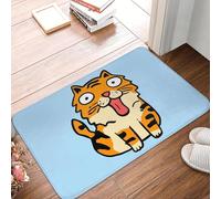 OOAXBEED Felpudo Antideslizante con diseño de Gato Tigre Tonto y Lengua Fuera, a Prueba de Polvo, para la Entrada de la Cocina, el hogar y el Dormitorio.