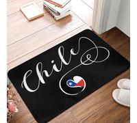 OOAXBEED Felpudo Antideslizante con la Bandera de Chile en Forma de corazón, Lavable, para Cocina, Entrada, casa, balcón