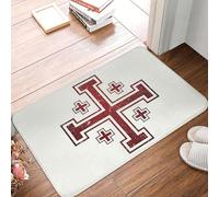OOAXBEED Felpudo Antideslizante con la Cruz de los Caballeros Templarios de Jerusalén, Cruzado Medieval, para la Entrada de la Cocina y el hogar.