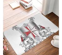 OOAXBEED Felpudo Antideslizante con la Cruz de Malta de los Caballeros Templarios, Alfombra para la Entrada de la Cocina, el baño, la Sala de Estar