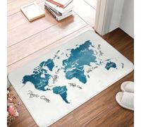 OOAXBEED Felpudo con Mapa del Mundo Azul, Antideslizante, con diseño de geografía, Historia, para baño, Cocina y Sala de Estar.-20x32 Inch
