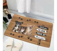 OOAXBEED Felpudo de Bienvenida con diseño de Patas de Chihuahua, Bienvenido a Nuestro paraíso, felpudos Impresos en 3D, felpudos de Franela para Interiores, alfombras, decoración del hogar