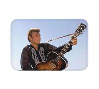 OOAXBEED Felpudo de Entrada con diseño de Johnny Hallyday, Antideslizante, Absorbente, para Exteriores, con diseño de Cantante de Rock francés, para Sala de Estar