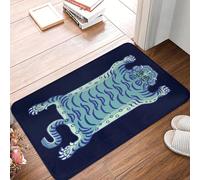 OOAXBEED Felpudo de Tigre Tibetano Azul para Puerta de Entrada, Antideslizante, Impermeable, para Interior, para Suelo de baño-16x24 Inch