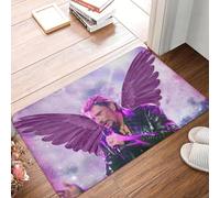OOAXBEED Felpudo Personalizado con alas de ángel de Johnny Hallyday, Antideslizante, para baño, Cocina, Sala de Estar, Puerta de Entrada
