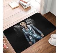 OOAXBEED Felpudo Personalizado con diseño de Johnny Hallyday con Lobo para Cocina, baño, Interior, Cantante de Rock francés, Entrada de Garaje
