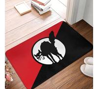 OOAXBEED Felpudo Personalizado con la Bandera del Gato Negro anarquista, Antideslizante, para Entrada, Cocina, baño, Puerta, Suelo, Alfombra de jardín