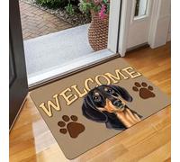 OOAXBEED Felpudo Vintage de Bienvenida con Estampado de Perro Salchicha. Felpudo Antideslizante de poliéster para Interior y Exterior, Pasillo, baño y Cocina.
