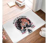 OOAXBEED Sin Riesgo no Hay recompensa Felpudo Antideslizante Samurai, Alfombrilla Absorbente para Cocina, Entrada, hogar, Sala de Estar